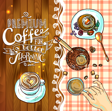 Hand drawn coffee elements background art 01 hand drawn Coffee elements coffee   