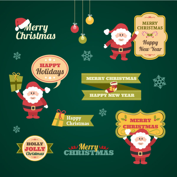 Christmas vintage lables with logos vector vintage logos lables christmas   