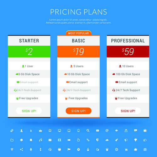 Website pricing plans banners vector material 08 website pricing plans banners   