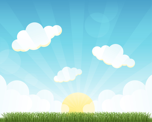 Beautiful natural scenery and sun vector 02 sun scenery natural beautiful   