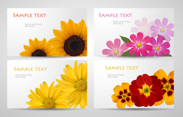 with Flowers cards vector template 03 flowers flower cards   