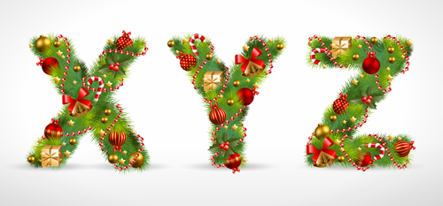 Creative Christmas Tree alphabet and number vector set 25 tree number creative christmas tree christmas alphabet   