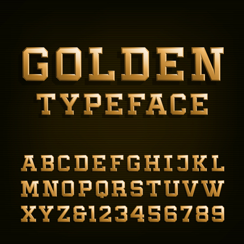 Dark golden alphabet with numbers vectors numbers golden dark alphabet   