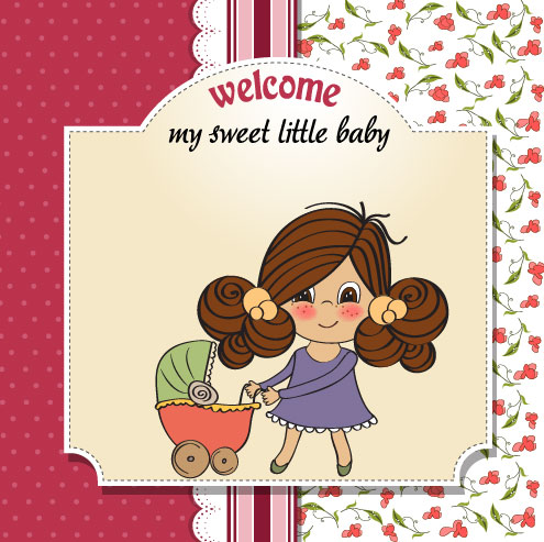 Elements of Cute little baby card vector 04 little elements element cute card baby   