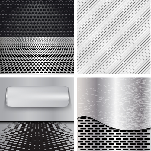 Various metal style background set vector 01 Various metal style metal background   