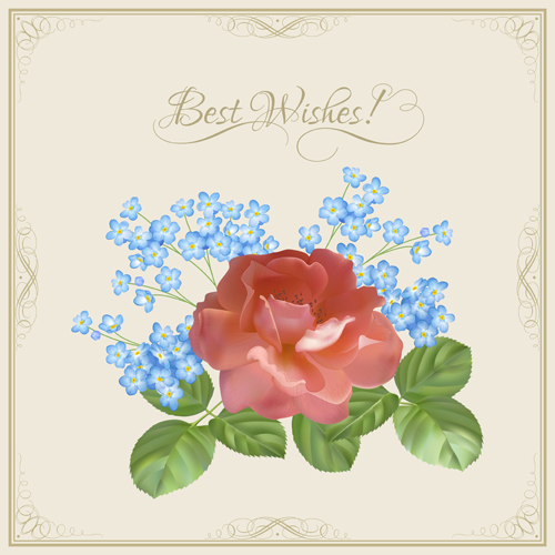 Vintage flower wishes cards design vector 01 wishes vintage flower cards card   