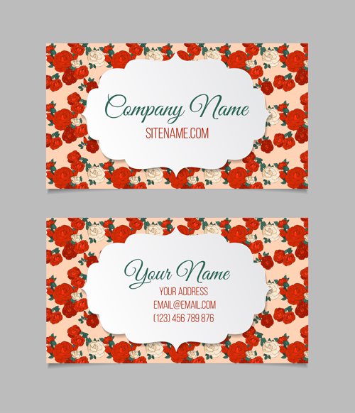 Floral business cards elegant vector material 06 material floral elegant cards business   