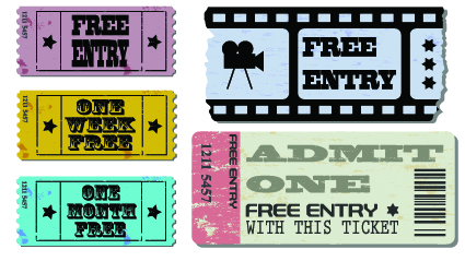 Tickets to the movie theater design elements vector 02 tickets theater movie image elements element   