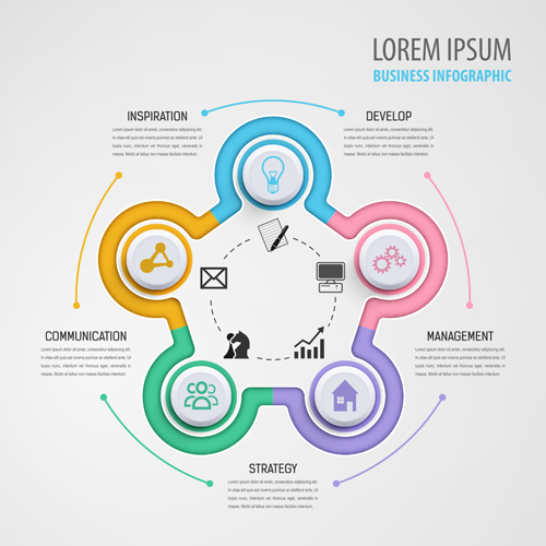 Circular business infographics creative vectors template 14 template infographic creative circular business   
