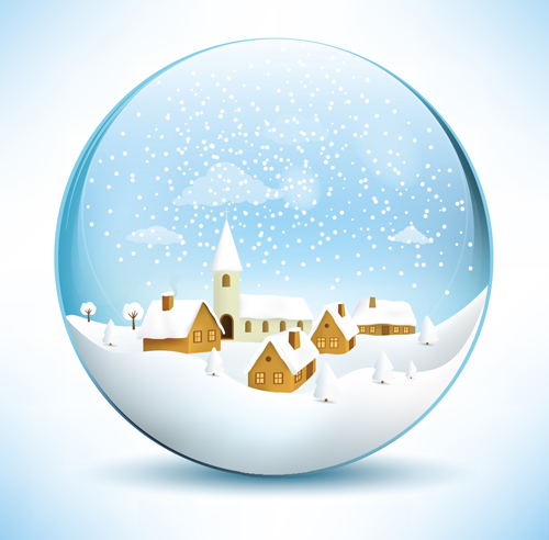 Christmas crystal ball with winter vector 05 winter crystal christmas ball   