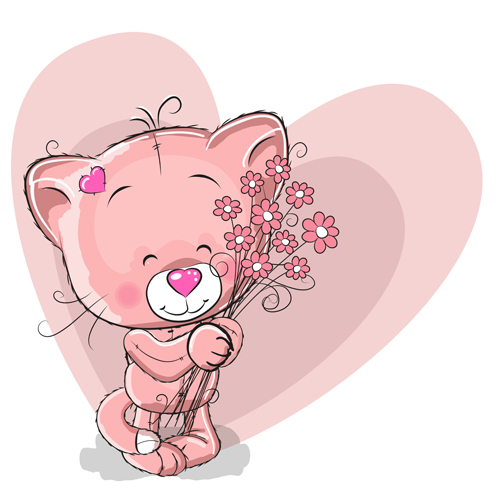 Cute cat with love elements vectors 02 love element cute cat cute   