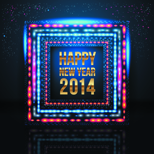 2014 New Year Christmas Colored light frame vector 02 new year frame colored christmas 2014   