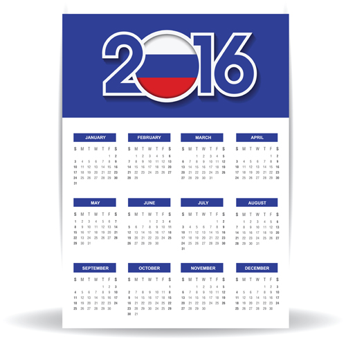 Russian 2016 grid calendar vector material 06 russian grid calendar 2016   