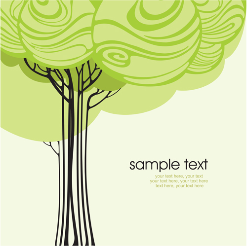 Set of Card with trees background vector 02 tree card   