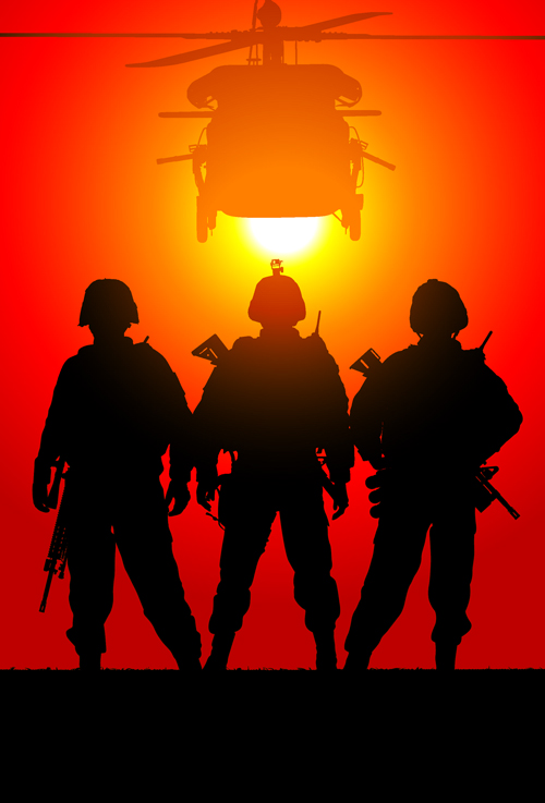 Vector soldiers silhouetter set 07 soldiers silhouetter   