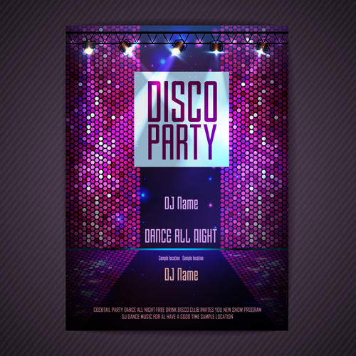 Disco party neon poster vector 02 poster party disco   