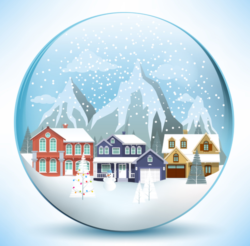 Christmas crystal ball with winter vector 02 winter crystal christmas ball   
