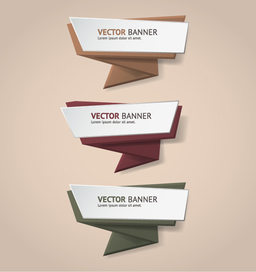 Colored origami banners vectors material 02 origami banners   