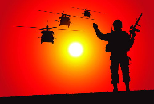 Vector soldiers silhouetter set 04 soldiers silhouetter   