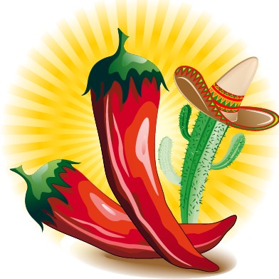 Funny red peppers and cactus vector pepper funny cactus   