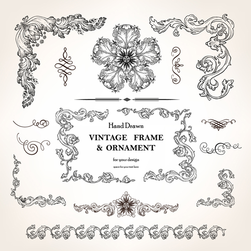 Set of Vintage design elements vector Borders 01 vintage elements element borders   