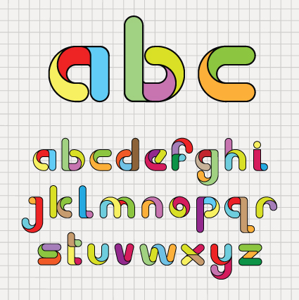 Various Bright colored alphabet design vector set 04 Various colored bright alphabet   