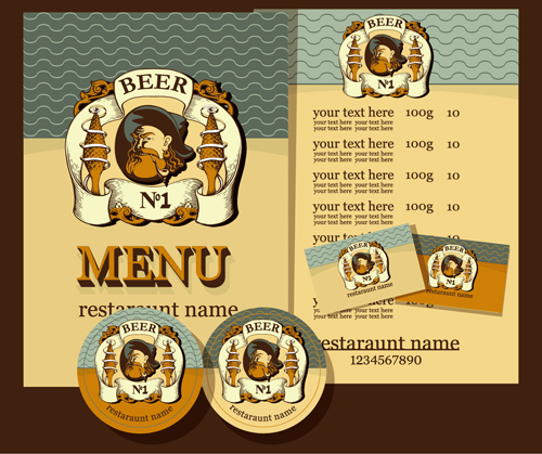 Retro beer menu cover with price list vectors 01 rice Retro font menu list cover   