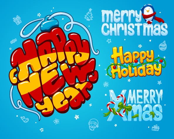 Cartoon style christmas and new year design vector style new year christmas cartoon   