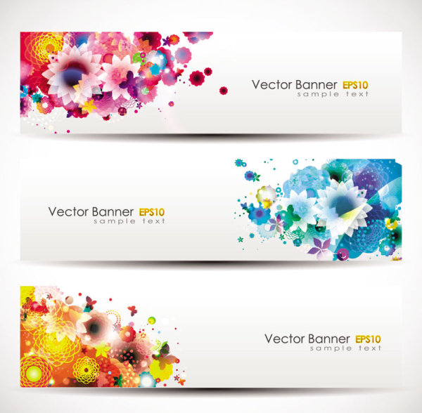 Colorful flowers vector banner flowers colorful banner   