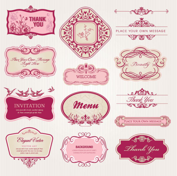 Vintage Pattern labels vector set 02 vintage pattern labels label   