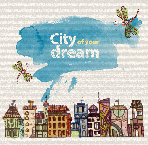 Hand drawn dreams city design vector 01 hand-draw hand drawn dreams dream city   