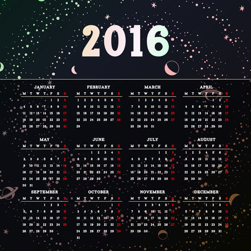 Vector grid calendar 2016 design material 01 grid calendar 2016   