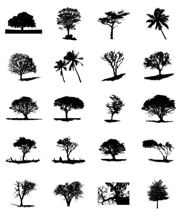 Different Trees Silhouettes vector 02 trees tree silhouettes silhouette different   