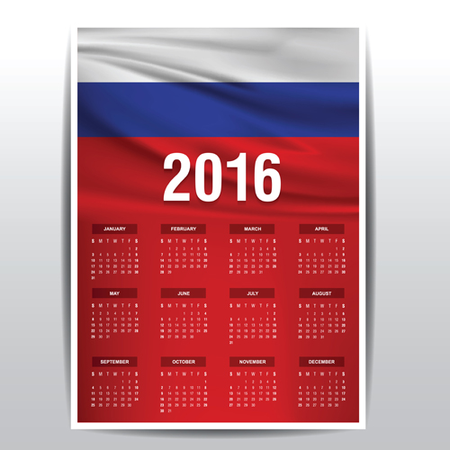 Russian 2016 grid calendar vector material 05 russian grid calendar 2016   