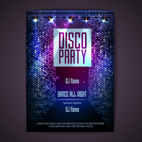 Disco party neon poster vector 01 poster party disco   