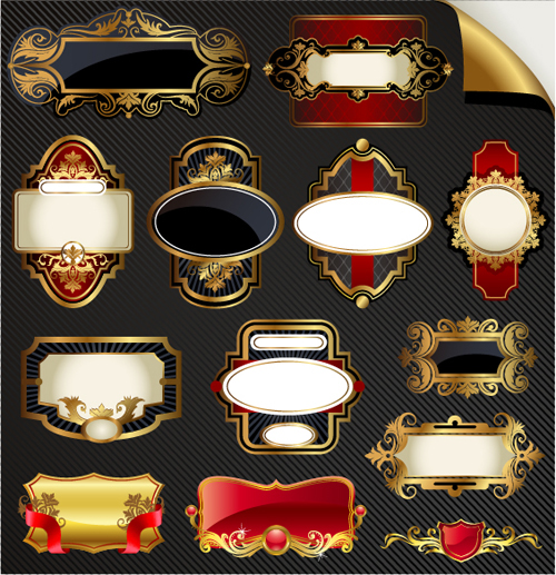 luxurious royal label golden vector material 01 royal luxurious label golden   