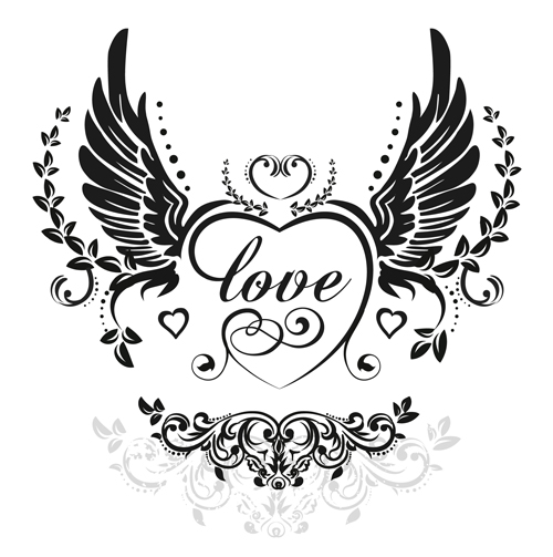 love wings with heart vector material 02 wings material heart   