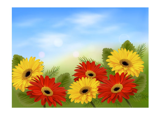 Realistic flower design background art vector 03 realistic flower background   