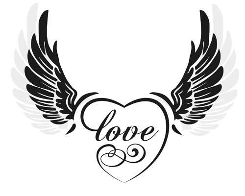 love wings with heart vector material 01 wings material heart   