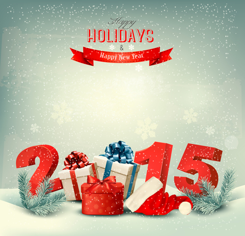 Retro 2015 new year holiday vector background 03 Retro font new year holiday background   