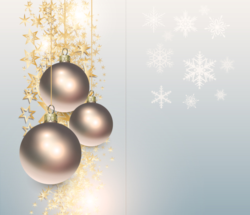 Shiny christmas balls with snowflake greeting cards vector snowflake shiny greeting christmas cards balls   