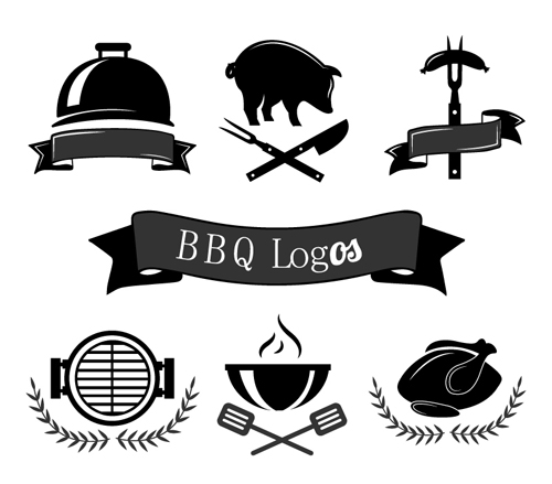 Creative black BBQ logos vector logos creative black BBQ   