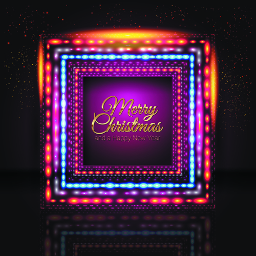 2014 New Year Christmas Colored light frame vector 03 new year light frame colored christmas 2014   