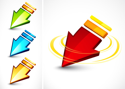 Shiny colored arrows vector design shiny red arrow colored arrows   