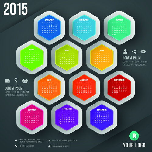 2015 business calendar creative design vector 04 creative calendar business 2015   