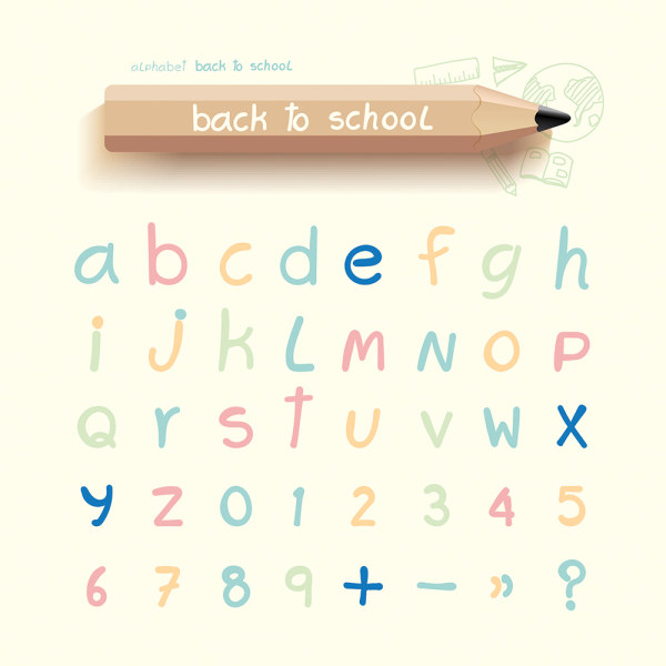 Cute handwriting alphabet with number vector number Handwriting cute alphabet   