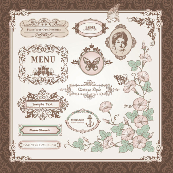 Vintage Pattern labels vector set 01 vintage pattern labels label   