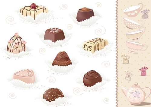 Exquisite sweets design elements vector sweets exquisite element design elements   