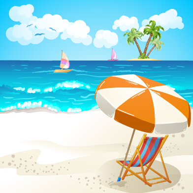 Summer beach travel illustration background vector 04 travel summer illustration background   