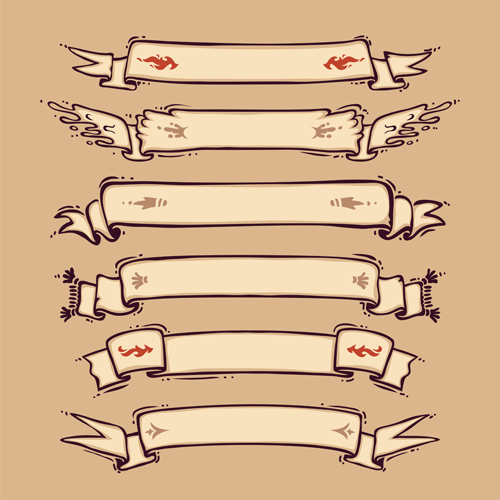 Hand drawn ribbons creative vector 06   